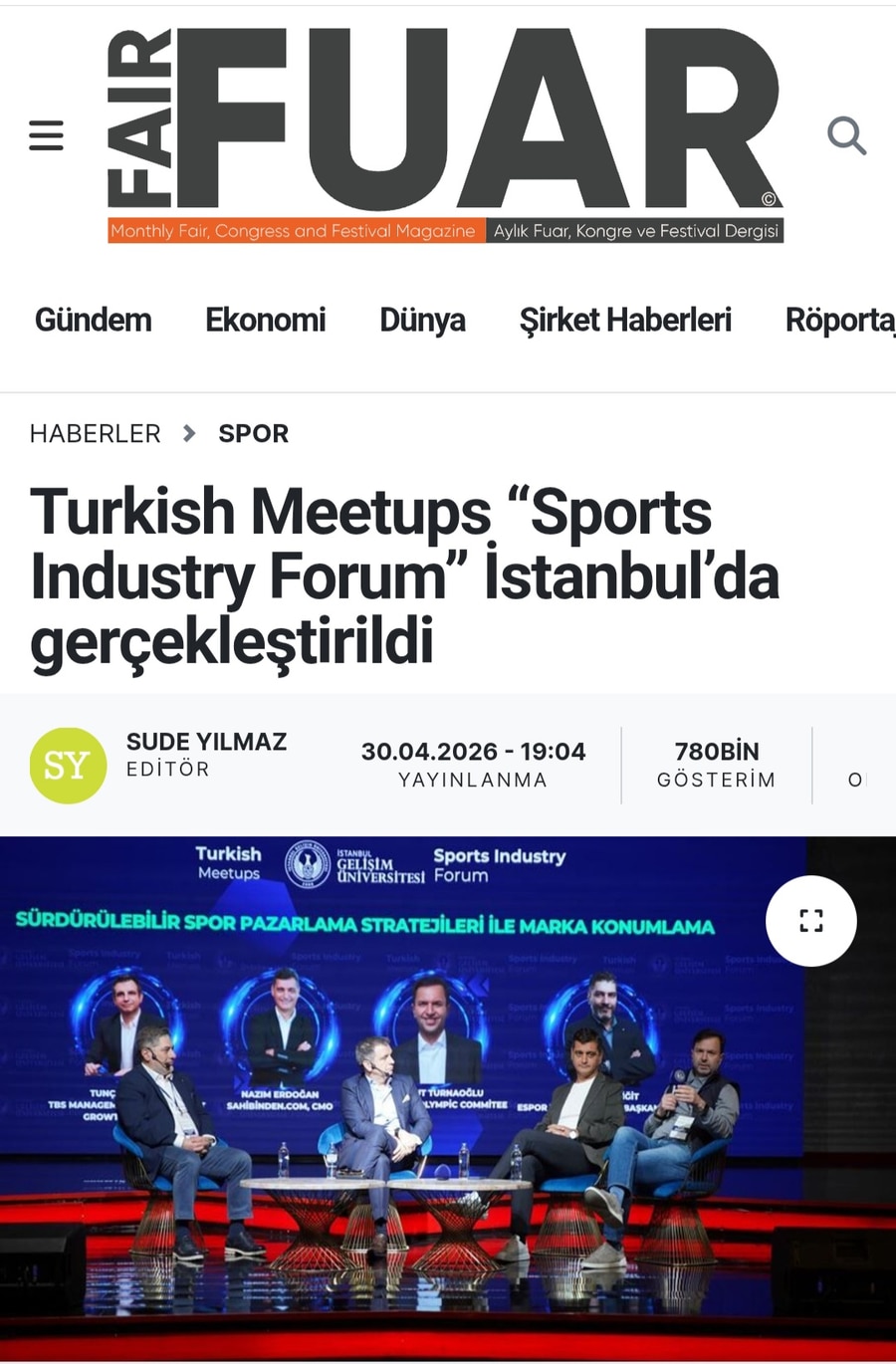 Turkish Meetups “Sports Industry Forum” İstanbul'da Gerçekleştirildi