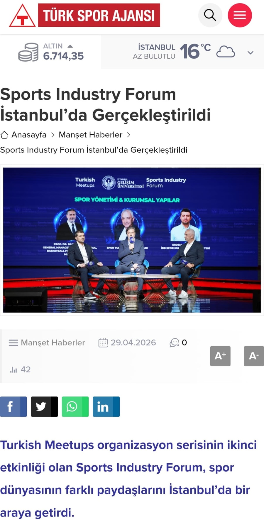 Sports Industry Forum İstanbul'da Gerçekleştirildi